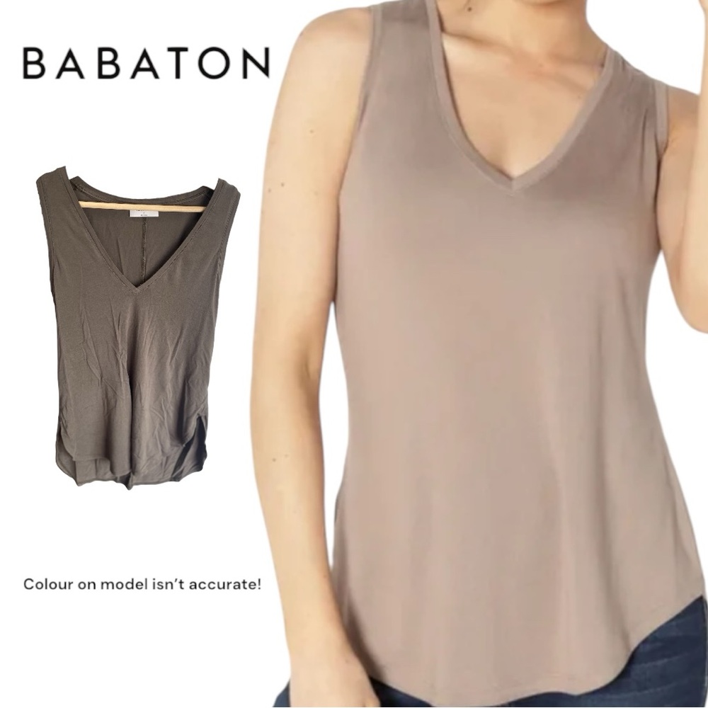 Babaton Aritzia Olive Brown V Neck Tank Top Size S